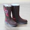 L'Amour Girls Brown Tall Flower Boot