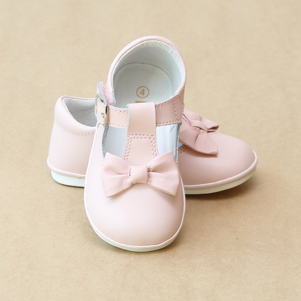 Angel Baby Girls Pink Minnie Classic T-Strap Bow Mary Jane - Petitfoot.com