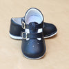 Angel Baby Girls Double Buckle Navy Mary Janes - Petit Foot