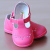 Angel Baby Girls T-Strap Fuchsia Leather Mary Janes