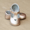 Baby Girls Leather Heart Crib Mary Jane in Champagne Leather by L'Amour - Petitfoot.com