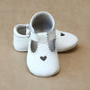 Baby Girls Leather Heart Crib Scalloped Mary Jane in White Leather by L'Amour - Petitfoot.com
