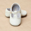 L'Amour Infant Girls Evie T-Strap Beige Napa Leather Crib Mary Jane - PetitFoot.com