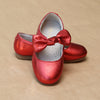 Toddler Girls Celia Crinkled Red Metallic Knotted Bow Flat - Petit Foot
