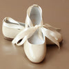 L'Amour Girls Patent Cream Ballet Leather Flat with Satin Strap