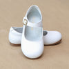 L'Amour Girls Rebecca Pearlized White Leather Dressy Flat - Petitfoot.com