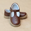 L'Amour Girls Chelsea Playground T-Strap Brown Leather Mary Janes - Petit Foot