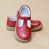 L'Amour Girls Chelsea Playground T-Strap Red Leather Mary Janes - Petit Foot