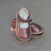 L'Amour Girls Rosegold Perforated Pattern Toe and Strap Stitch Down Mary Jane
