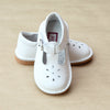  L'Amour Girls White T-Strap Leather Cut Out Mary Janes - Petitfoot.com