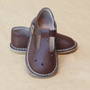 L'Amour Girls Bonnie Classic Pebbled Brown T-Strap Leather Mary Jane - Petitfoot.com