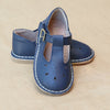 L'Amour Girls Bonnie Classic Pebbled Navy T-Strap Leather Mary Jane - Petitfoot.com