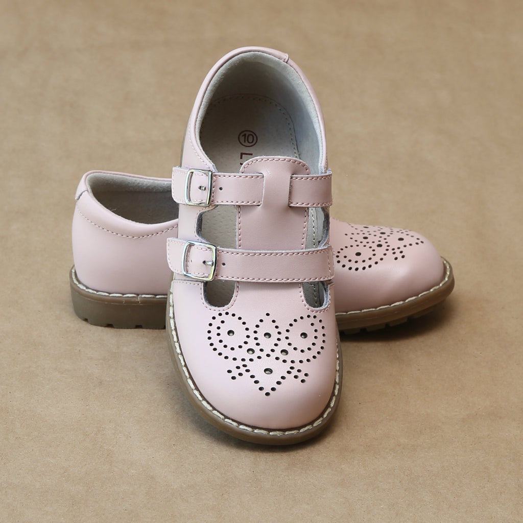 L'Amour Girls English Classic Pink Double Buckled Strap Mary Jane - Petitfoot.com