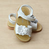 L'Amour Girls Silver Three Layer Petal Flower Sandal - Petitfoot.com