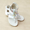 L'Amour Girls White Strappy Jewel Sandal - Petitfoot.com