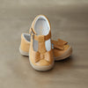 L'Amour Girls Mustard Yellow Stitched Bow Mary Jane