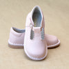 L'Amour Girls Selina Pink Leather Scalloped T-Strap Leather Mary Janes - Petitfoot.com