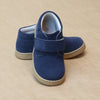 L'Amour Boys Parker Navy Nubuck Leather Chukka Boot with Velcro Strap - Petitfoot.com