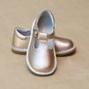 Toddler Girls Frances Rosegold English T-Strap Leather Stitch Down School Mary Jane - Petitfoot.com