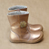 L'Amour Girls Rosegold Posy Flower Leather Mid Boot - Petitfoot.com