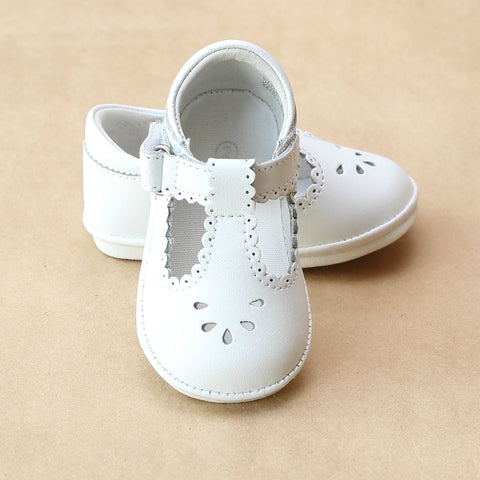 Angel Baby Girls T-Strap Scalloped Perforated Mary Jane