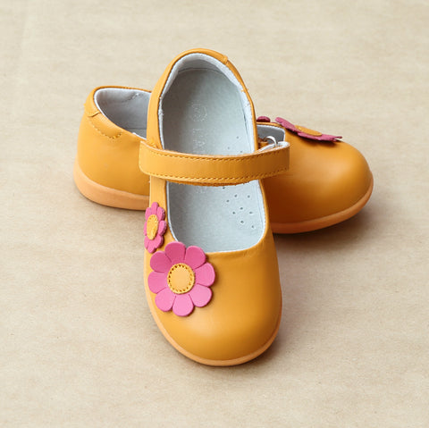 L'Amour Girls Sporty Flower Power Leather Mary Jane