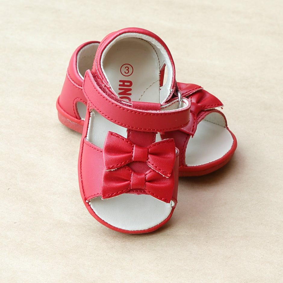 Angel Baby Girls Red Double Bow Sandal - Petitfoot.com