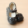 Angel Baby Girls Black Quilted Leather Jane