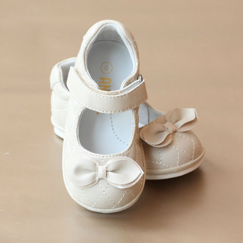 Angel Baby Girls Bow Quilted Mary Jane