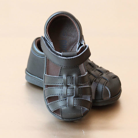 Angel Baby Boys Leather Lattice Fisherman Sandal