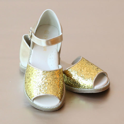 L'Amour Girls Open Toe Sparkle Sandal