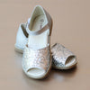 L'Amour Girls Open Toe Silver Sparkle Sandal