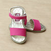 L'Amour Girls Solid Fuchsia Open Toe Flat Sandal - Petitfoot.com