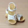 L'Amour Girls White Scalloped Flower Blossom Sandal