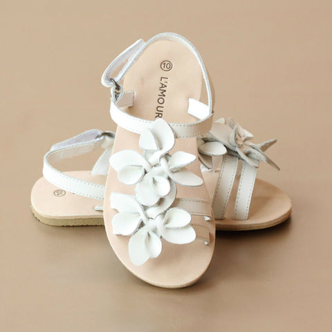L'Amour Girls Bloom Leather Sandal