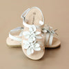 L'Amour Girls White Bloom Leather Sandal