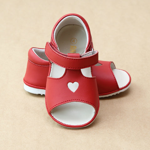 Angel Baby Girls Open Toe and Heart Leather Sandal