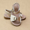 L'Amour Girls Olivia Champagne Stitch Down Buckled Strap Sandal - Petitfoot.com