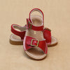 L'Amour Girls Olivia Red Stitch Down Buckled Strap Sandal - Petitfoot.com