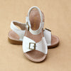 L'Amour Girls Olivia White Stitch Down Buckled Strap Sandal - Petitfoot.com