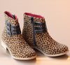 L'Amour Girls Stacked Leopard Buckle Boot