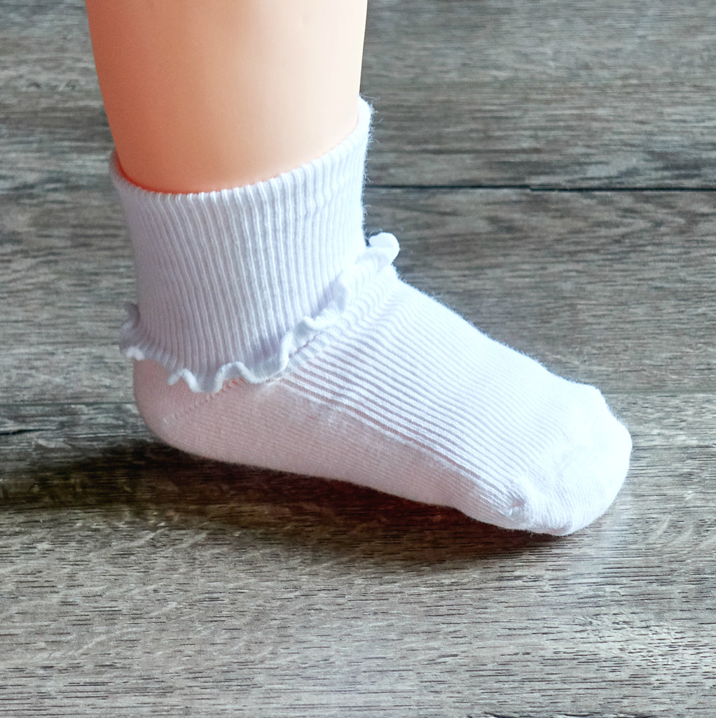 Baby Girls Ruffle Trim Ankle Socks White / Newborn (1-3 Mos)