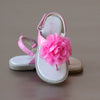 L'Amour Girls Pink Organza Rosette Thong Sandal
