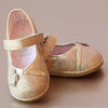 Angel Baby Girls Gold Kimono Flower Mary Jane