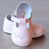 Angel Baby Girls T-Strap Ecru Leather Mary Janes