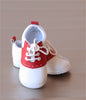 Angel Baby Boys White/Red Leather Lace Up Saddle Oxford Shoe