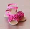 L'Amour Girls Fuchsia Rosette Applique Sandal
