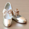 L'Amour Girls Bow on Strap Gold Flat