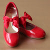 L'Amour Girls Bow on Strap Patent Red Flat