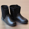 L'Amour Girls Black Perforated Ankle Boot